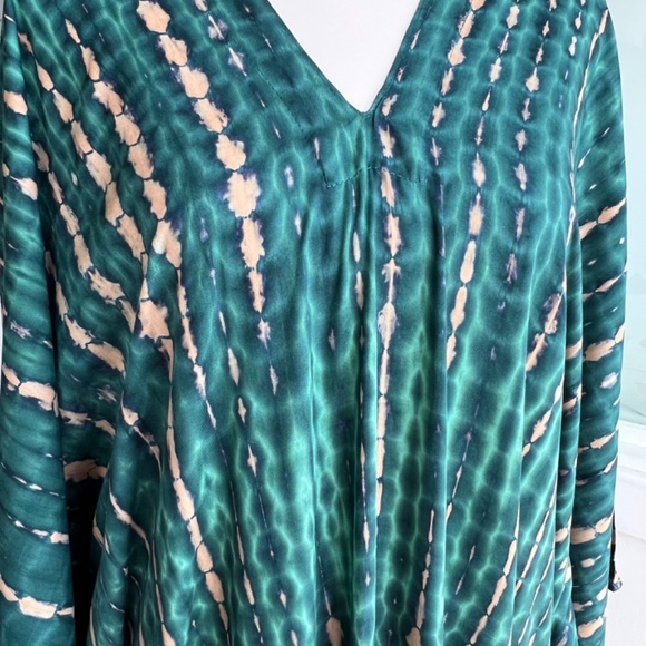 0118/ Hand Tie-Dye Rayon Caftan: Bohemian Maxi Dress, Resort Wear - Picture 15 of 15